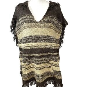 Denim & Supply Ralph Lauren Oversized Fringe Linen Cotton Sweater  XS/S Western